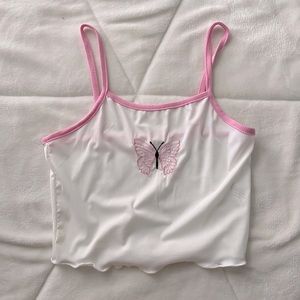 CROPPED BUTTERFLY STRAP SHIRT